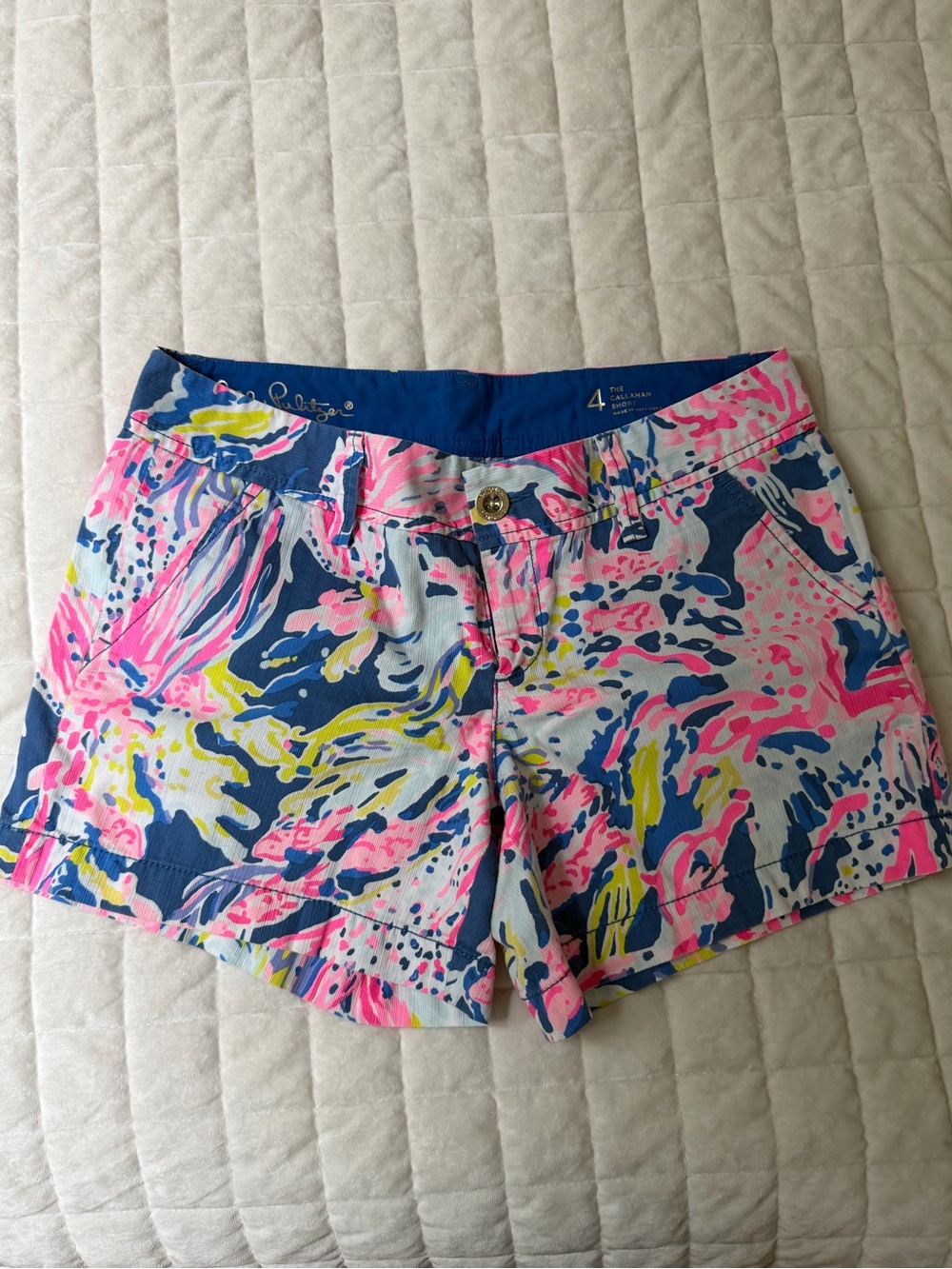 Lilly Pulitzer Neon Pink, Blue & Yellow Printed Shorts